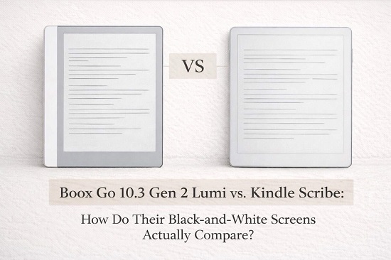 مقایسه کتابخوان Onyx GO 10.3" LUMI و Kindle Scribe